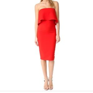 LIKELY Driggs Strapless Midi Dress, Size 0, Red